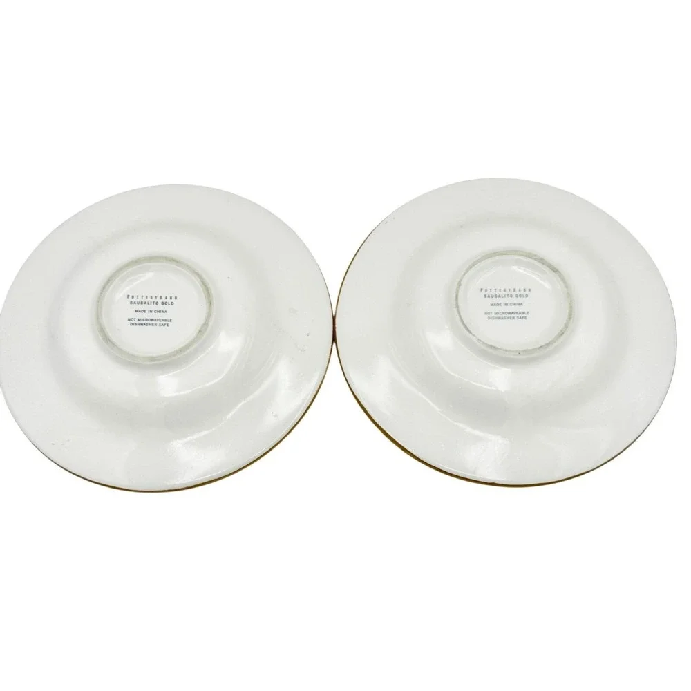 Pottery Barn Sausalito Gold Leaf Salad Plates ~ Set of 2 ~ Discontinued 2000